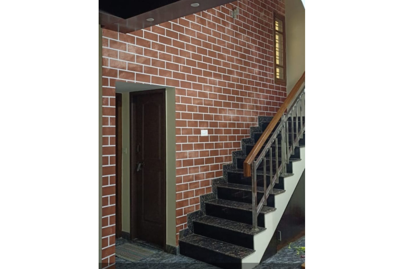 Asian Paints Royale Play Brown Faux Brick Design wall texture painting design for Living Room,Study Room