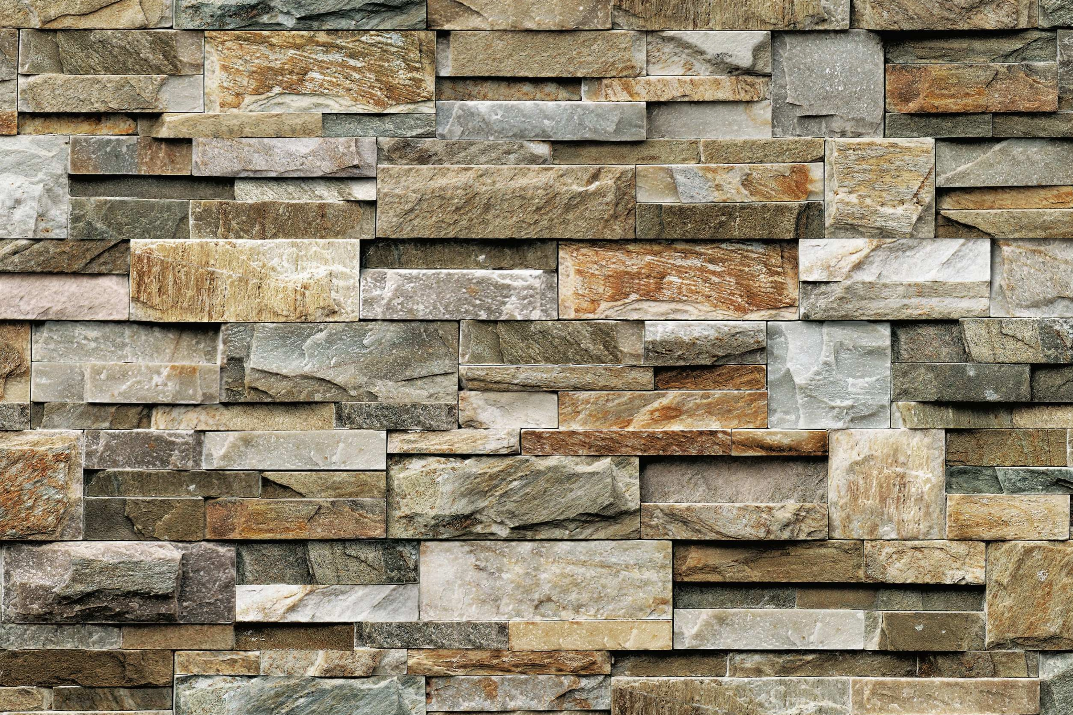 Ugepa 3D Brown Slate Brick Stone Effect Wallpaper | Wallpaper Shop