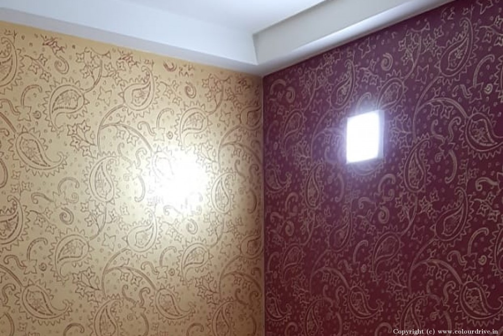 living room gold stencil designs